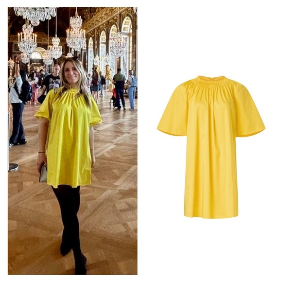 ROKSANDA yellow dress size medium mini bow cotton casual short sleeve spring - Picture 1 of 16